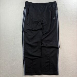 Y2K Adidas Baggy Track Pants Men L Gray Loose Relaxed Pintuck Sweatpants Vintage